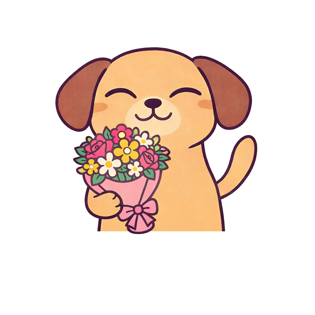 Dog with Bouquet